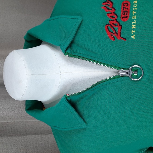 Roots green Bueno cropped quarter zip polo sweatshirt, size small, NWT - Picture 4 of 10